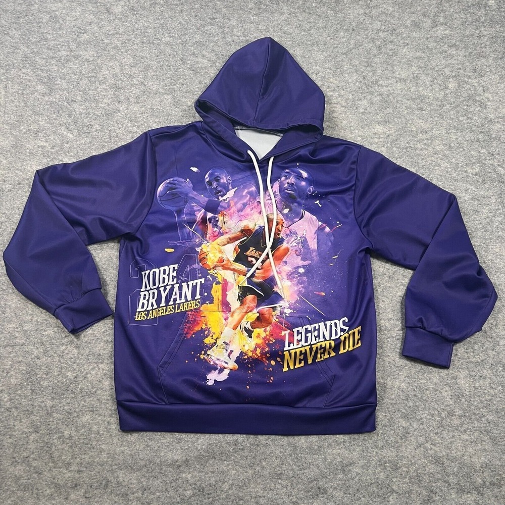Kobe Bryant Men's Pullover Graphic Hoodie XL Purple Legends Never Die